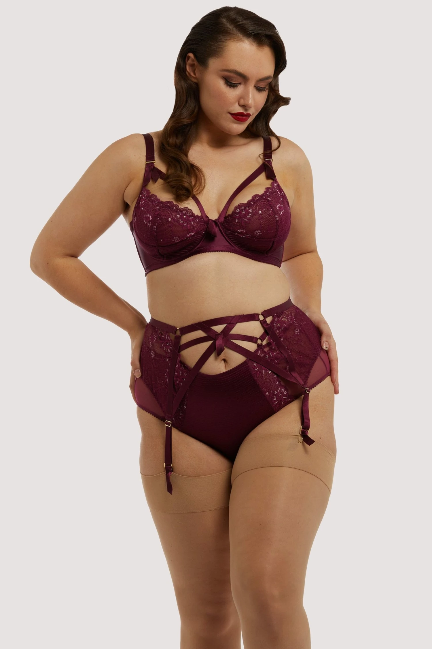 Wholesale ๐ Dita Von Teese Lingerie Madame X Dark Cherry High Waist Curve Suspender ๐ 4 Dita Von Teese Lingerie Madame X Dark Cherry High Waist Curve Suspender
