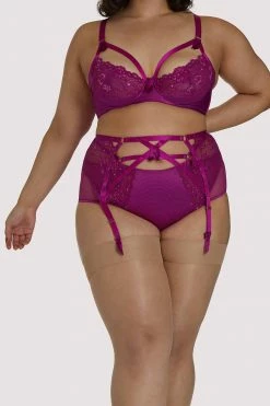 Dita Von Teese Lingerie Madame X Magenta Curve Suspender Belt Suspenders
