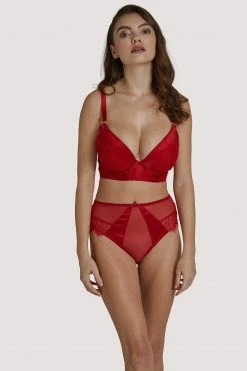 Playful Promises Melina Red Longline Plunge Bra Bras