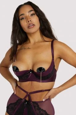 Playful Promises Muriel Purple Lace Quarter Cup Bra