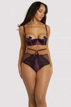 Playful Promises Muriel Purple Lace Quarter Cup Bra