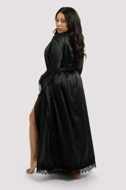 FFFB X PP Enyo Black Applique Lace & Satin Robe
