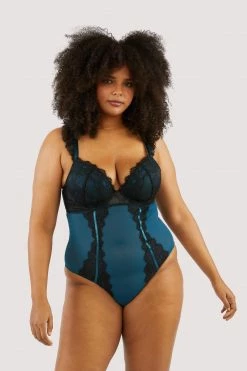 Promo ⭐ FFFB X PP New In Persephone Teal And Black Wired Lace Body ✨ 8 FFFB X PP New In Persephone Teal And Black Wired Lace Body