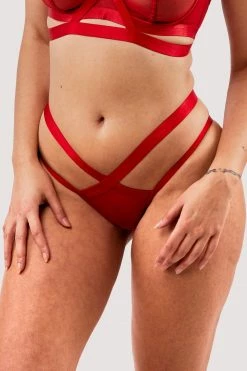 Promo ✨ Felicity Hayward X PP Mercury Red Cross Over Mesh Brazilian ⭐ 15 Felicity Hayward X PP Mercury Red Cross Over Mesh Brazilian
