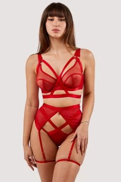 Best Pirce ✔️ Felicity Hayward X PP New In Mercury Red Mesh Harness Suspender ⭐ 21 Felicity Hayward X PP New In Mercury Red Mesh Harness Suspender