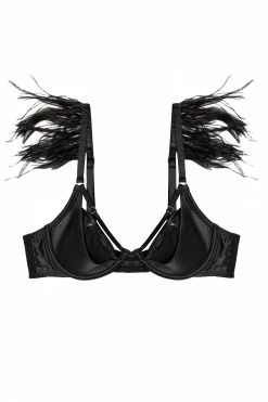 Felicity Hayward X PP Electra Black Mesh And Satin Feather Bra New In