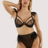 Felicity Hayward X PP Electra Black Mesh And Satin Feather Bra New In