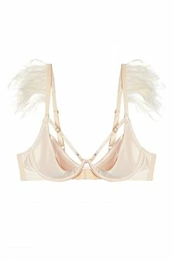 Felicity Hayward X PP Phoenix Blush Mesh And Satin Feather Bra