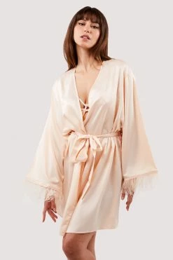 Outlet โ Felicity Hayward X PP Cassiopeia Blush Pink Satin And Feather Kimono New In ๐ 13 Felicity Hayward X PP Cassiopeia Blush Pink Satin And Feather Kimono New In