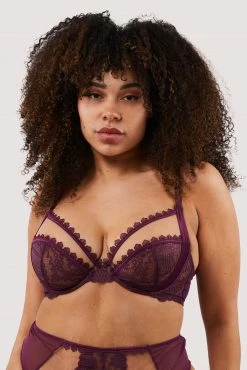 Felicity Hayward X PP Astrid Merlot Lace And Trim Bra New In
