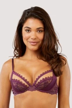 Felicity Hayward X PP Astrid Merlot Lace And Trim Bra New In