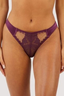 Felicity Hayward X PP Astrid Merlot Lace And Trim Brief New In