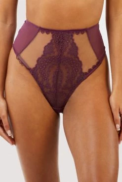 Felicity Hayward X PP New In Astrid Merlot Lace And Trim High Waisted Brief