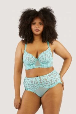 Felicity Hayward X PP Vega Aqua Lace And Frill Open Back High Waisted Briefs