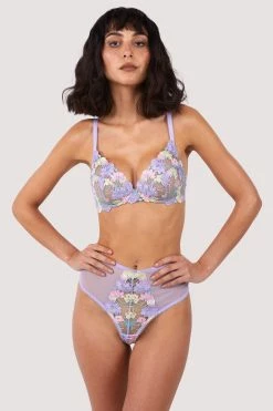 Felicity Hayward X PP New In Luna Pastel Embroidered High Waisted Thong