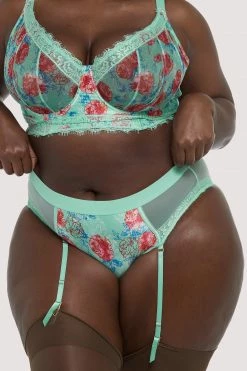 Felicity Hayward X PP Knickers Sabey Mint Floral High Waist Curve Brief