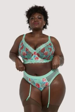 Felicity Hayward X PP Knickers Sabey Mint Floral High Waist Curve Brief