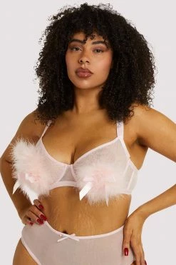 Playful Promises Curve Exclusive Bras Marina Pink Feather Bra