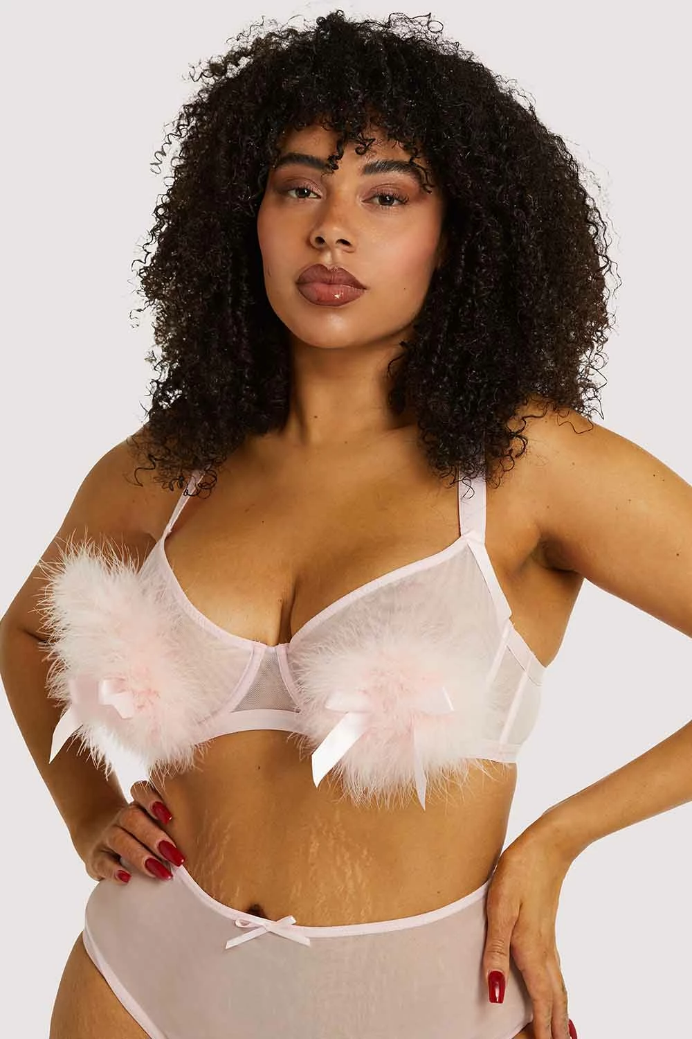 Deals 🎁 Playful Promises Curve Exclusive Bras Marina Pink Feather Bra 🛒 1 Playful Promises Curve Exclusive Bras Marina Pink Feather Bra
