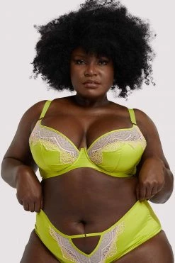 Playful Promises Curve Exclusive New In Bras Vivi Chartreuse Plunge Bra