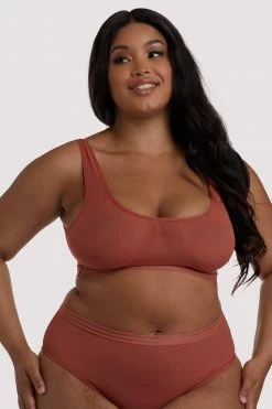 Playful Promises Curve Exclusive Chelsea Cinnamon Mesh Crop Top New In Bras