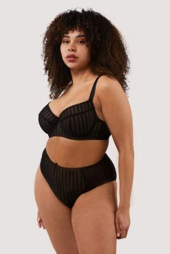 Playful Promises Curve Exclusive New In Presley Black Stripe And Lace Trim Bra