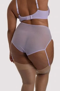 Playful Promises Curve Exclusive Knickers Mila Lilac Lace High Waisted Suspender Brief