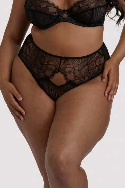 Playful Promises Khloe Black Floral Highwaist Brief