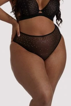 Playful Promises Curve Exclusive Knickers Lydia Black Diamante Highwaist Thong