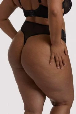 Playful Promises Curve Exclusive Knickers Lydia Black Diamante Highwaist Thong