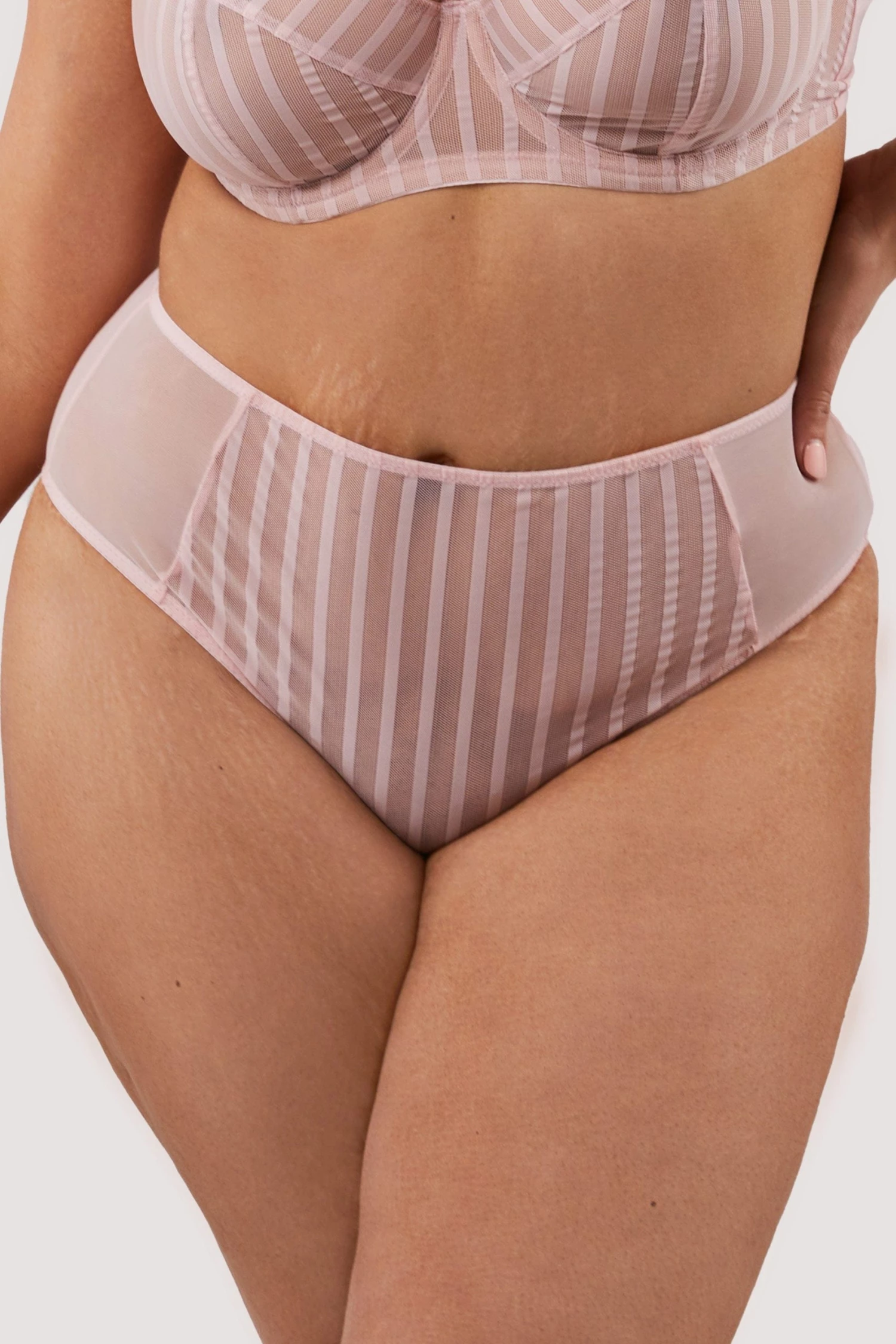 Hot Sale ๐ Playful Promises Curve Exclusive Presley Pink Stripe And Lace Trim Brief New In ๐ 1 Playful Promises Curve Exclusive Presley Pink Stripe And Lace Trim Brief New In