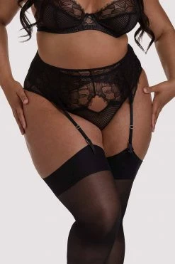 Playful Promises Curve Exclusive Khloe Black Floral Suspender