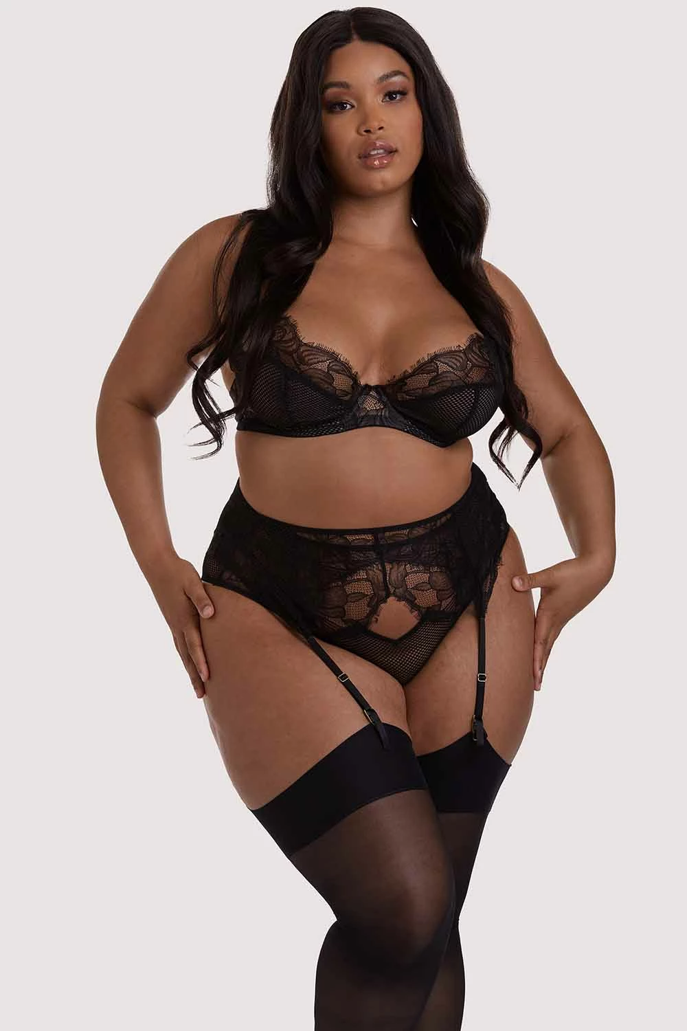 Best deal 😀 Playful Promises Curve Exclusive Khloe Black Floral Suspender 🎉 6 Playful Promises Curve Exclusive Khloe Black Floral Suspender