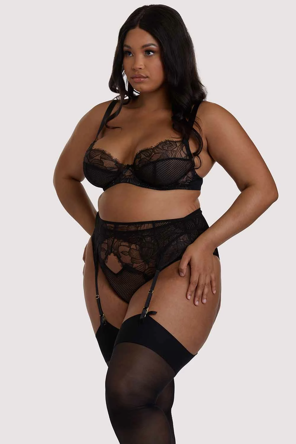 Best deal 😀 Playful Promises Curve Exclusive Khloe Black Floral Suspender 🎉 4 Playful Promises Curve Exclusive Khloe Black Floral Suspender
