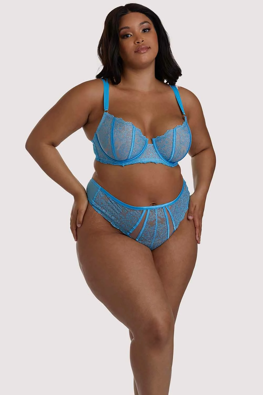 Best Pirce ๐ Playful Promises Curve Exclusive Peyton Blue Embroidery High Waist Thong Knickers ๐ฏ 3 Playful Promises Curve Exclusive Peyton Blue Embroidery High Waist Thong Knickers