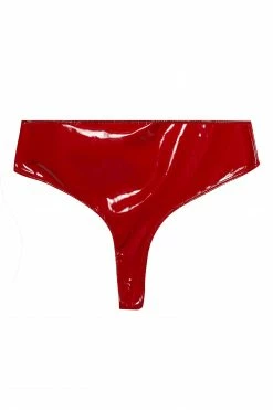 Hustler Maxine Red PVC High Waist Curve Brief Knickers
