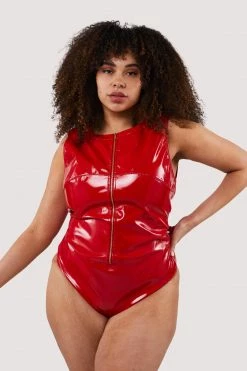 Hustler Maxine Red PVC Zip Front Body