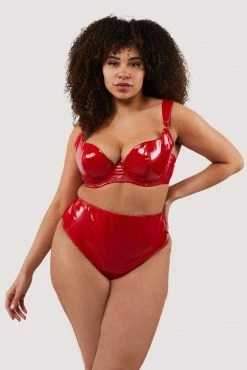 Hustler Maxine Red PVC High Waist Curve Brief Knickers