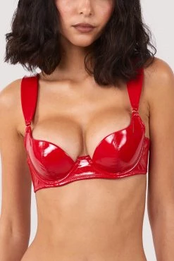 Hustler Maxine Red PVC Plunge Bra New In