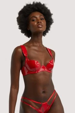 Hustler Maxine Red PVC Plunge Bra New In
