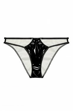 Hustler Maxine Black PVC Strap And Ring Detail Brief