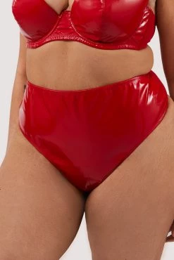 Hustler Maxine Red PVC High Waist Curve Brief Knickers