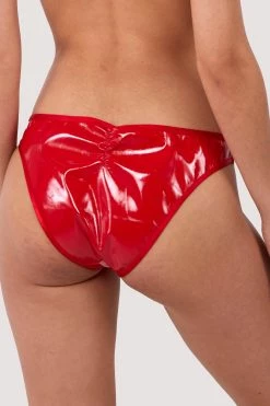 Hustler New In Maxine Red PVC Strap And Ring Detail Brief