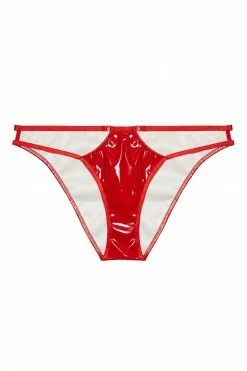 Hustler New In Maxine Red PVC Strap And Ring Detail Brief