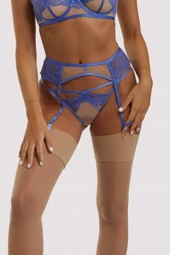 Hustler Mya Blue Lace Suspender Free Sexy Summer Brief