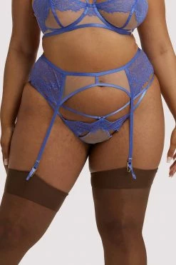 Hustler Mya Blue Lace Suspender Free Sexy Summer Brief