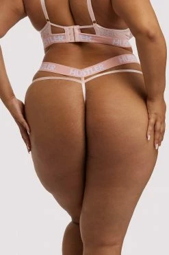 Hustler Knickers Branded Lace Baby Pink Thong