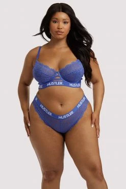 Hustler Branded Lace Blue Brief Knickers
