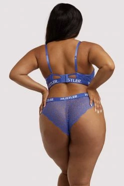 Hustler Branded Lace Blue Brief Knickers