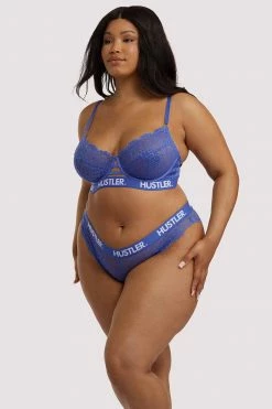 Hustler Branded Lace Blue Brief Knickers